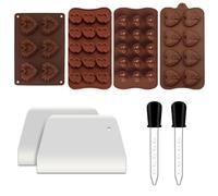 Moules à Chocolat en Silicone，4 pièces Ensemble de Moules à Gâteau en Forme de Cœur, Ourson Guimauve et Pancake - Kit d'accessoires de Pâtisserie pour Chocolat et Bougie Fondante, gelée, Chocolat