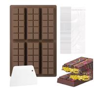 Moules à chocolat en silicone 6 compartiments - Moule en silicone avec raclette et 100 - Démoulage facile pour bonbons, cuisine, gâteau, dessert, oursons en gélatine, chocolat