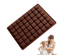 Moules à chocolat Lettres, moules à lettres et chiffres en silicone pour chocolat - Moules à lettres en silicone à 48 grilles | Moules en Silicone antiadhésifs de 26 lettres, chiffres 1 à 9, moule de