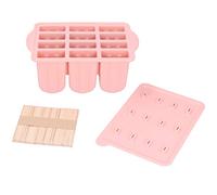 Moules à crème glacée en Silicone de qualité supérieure, avec couvercle et 50 bâtonnets, réutilisables, antiadhésifs, faciles à nettoyer, pour la cuisine à domicile, la (Rose +50 bâtonnets de glace)