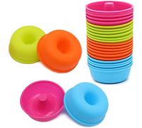 Moules à donut en silicone antiadhésif pour muffins et cupcakes - 24 pièces - Réutilisables - Facile à nettoyer - Passe au four - micro-ondes - lave-vaisselle 24-pcs round shape donut pan