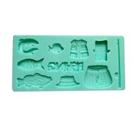 Moules à fondant en silicone - Joli ensemble de pêche fait à la main - Outils de décoration de gâteaux en résine - Pour cuisine, pâtisserie, bonbons durs - Cœur