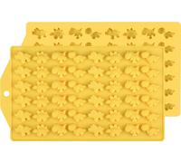 Moules à friandises en silicone pour mini dinosaures avec 48 alvéoles, Lot de 2 moules en caoutchouc, Barquette en gélatine et chocolat antiadhésive, Crée 96 friandises, Triceratops, T-Rex, Stegosauru