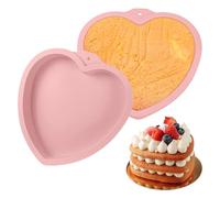 Moules à gâteau en mousseline de soie, 15,2 à 20,3 cm, ronds en forme de cœur, moules à gâteau antiadhésifs, passent au four et au micro-ondes (cœur rose, 15,2 cm)