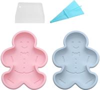 moules à gâteaux en silicone de 6 pouces, 2 pièces, Nouveaux Moules à Pain, à Gâteau Et à Tarte, Grands Moules à Chocolat, à Bonbons, à Fabrication de Résine DIY (Gringerbread Man)
