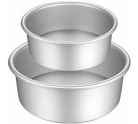 Moules à gâteaux ronds 2 pièces, moules à gâteaux antiadhésifs, moules à gâteaux profonds, aluminium anodisé avec revêtement antiadhésif et fond amovible pour les anniversaires, 2 tailles (6"/7")