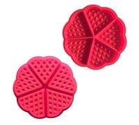 Moules à Gaufres en Silicone,2PCS moule gaufre air fryer Moules à Gaufres en Silicone en Forme de Coeur Résistant à La Chaleur Gaufrier Antiadhésif Moule pour Faire Gaufre Gâteaux Chocolats(Rouge)