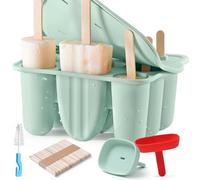 Moules à glace à 9 cavités pour enfants, en silicone sans BPA, faciles à démouler, avec bâtons, moule à glace pour enfants (vert)