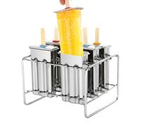 Moules à glace - Accessoires de cuisine à la maison - Moules à bâtonnets - Moule à friandises congelées en métal avec étagère de support pour crème glacée, jus, collations saines, desserts d'été
