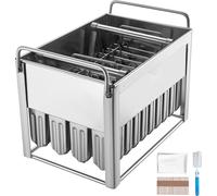 Moules à glace commerciaux - 40 moules à glace à tête ronde avec double fente - Moules à glace en acier inoxydable avec 50 bâtonnets et sachets - Accessoires pour machines à glace