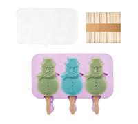 Moules à Glace de Silicone | Bonhomme de Neige en Silicone 3 Cavités avec Couvercles 50 Bâtonnets en Bois | Moules pour Popsicles Surgelés,pour Cakesicle Barre Chocolatée, Réunions Familiales à la Mai