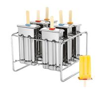 Moules À Glace En Acier Inoxydable 304 - Lot De 6 Moules À Glace Avec Support Et 100 Bâtonnets En Bois - Sans Plastique Et Réutilisables - Machine À DIY Pour Et Sorbets Aux Fruits -