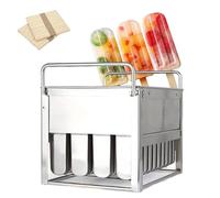 Moules à glace en acier inoxydable avec bâtonnets en bois, kit de machine à glace à faire soi-même pour sucettes glacées faites maison, parfait pour les friandises d'été et les fêtes