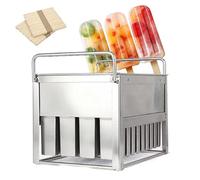 Moules à glace en acier inoxydable avec bâtonnets en bois, kit de machine à glace à faire soi-même pour sucettes glacées faites maison, parfait pour les friandises d'été et les fêtes