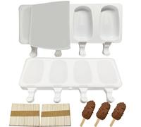 Moules à glace en silicone bâtonnets 2 pièces Réutilisable Matériau épais Sans BPA ，100 bâtonnets en bois, Idéal pour le chocolat, les gâteaux, les milk-shakes et les glaces de différents parfums