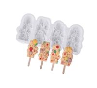 Moules à glace en silicone résistant à la chaleur avec bâton amovible créatif 4 compartiments pour pics de mesure économiques Plateau en silicone