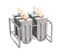 Moules à glaces en acier - Moule à glace | Moules à sucettes en métal réutilisables, ensemble de supports en acier inoxydable avec 100 bâtons en bois, 6 pièces, machine à crème glacée pour la cuisine,