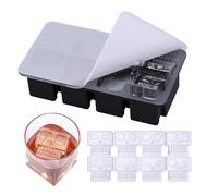 Moules à glaçons 3D en forme de tête de mort en silicone avec couvercle pour cocktails, whisky, cadeaux (8 compartiments)