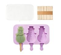 Moules à Glaçons Surgelés | Silicone 3 Cavités Bonhomme De Neige Avec Couvercles Et 50 Bâtonnets En Bois | Moules pour Popsicles Surgelés - pour Cakesicle Barre Chocolatée, Réunions Familiales à la Ma