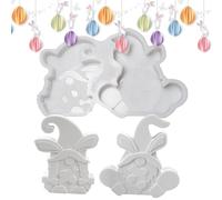 Moules À Gnome Pour La Résine - Moule pour le Moulage au Plâtre de Gnome | 2 Pièces Moule En Silicone De Lapin | Pour Cire À Modeler, Argile, Pâques, Anniversaire, Étagère Et Table À Manger