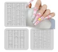 Moules à ongles en silicone silicone réutilisable transparent 3D en 3 | Outils de manucure décoration pour manucure, salon, maison, étude, mariage, voyage, vacances, remise de diplôme, rendez-vous
