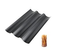Moules à pain antiadhésifs, moule baguette four pour 3 baguettes, plaque baguette 38x25 cm, moule à baguette de pain four noir, idéal pour réussir vos baguettes maison.