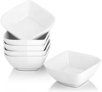 Moules à pâtisserie DOWAN avec poignées, set de 6 (237ml) - Résistant au four, blanc porcelaine - Pour crèmes brûlées, soufflés, desserts & sauces