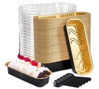 Moules à pâtisserie - Mini moules à cake - 50 petits moules à pain et à gâteaux avec couvercles et cuillères - Moules à pâtisserie