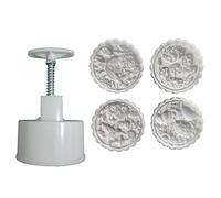 Moules à presse à gâteau de lune en forme d ' oiseau, ensemble de moules à gâteau de lune pour Festival de mi-automne, 200 g, avec tampons réutilisables (blanc)