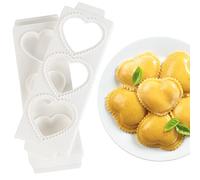 Moules à raviolis Jumbo en forme de cœur de 7,6 cm pour la Saint-Valentin - Machine à pâtes garnie maison - 2 plateaux et presse pour 3 grands raviolis farcis, faciles à utiliser et à nettoyer