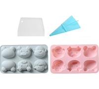 Moules à savon animal, lot de 2 grands tapis de silicone 3D en gelée, gâteau au chocolat, fondant, bonbons, biscuits, pâtisserie, argile, glace, bricolage, résine dure, cubes de caoutchouc, ensemble d