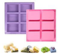 Moules à Savon en Silicone, 2 Pièces Avec 6 Cavités Rectangulaire Moule à Savon, Moule pour Savon Rectangulaire, Moulle pour Savon Maison, Gâteaux, Cupcakes, Muffins, Faire gâteaux