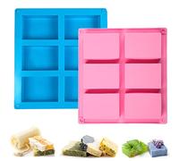 Moules à Savon en Silicone, 2 Pièces Avec 6 Cavités Rectangulaire Moule à Savon, Moule pour Savon Rectangulaire, Moulle pour Savon Maison, Gâteaux, Cupcakes, Muffins, Faire gâteaux