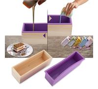 Moules à Savon Rectangulaires, 42Oz 1200Ml Doublure en Silicone Flexible Coque en Bois Moules Savon Pain Faits La Main Outil de Bricolage, S’Adapte À La Fabrication de Gâteau Ice Chocolate Pudding