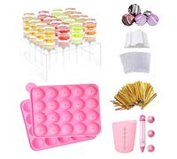 Moules à sucettes - avec support acrylique en silicone de qualité alimentaire, kit de cake pop | pour faire une fête, un anniversaire, un mariage, des vacances, la maison, la cuisine, la salle de