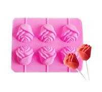 Moules à sucettes en silicone pour bonbons durs, roses 3D, moules à bonbons au chocolat, anti-adhésifs, outils de cuisson pour biscuits, fondants, sucettes, accessoires de cuisson de qualité
