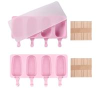 Moules à sucettes glacées, 8 cavités en silicone sans BPA, moule à glace fait maison avec 100 bâtonnets pour dessert, chocolat, pudding (rose)