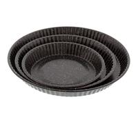 Moules à tarte - PRADEL EXCELLENCE - Lot de 3 - Acier carbone - Diamètres 20, 24, 31 cm - Façon pierre