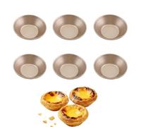 Moules à Tartelettes Antiadhésifs - Moule Pasteis de Nata Acier Carbone, Mini Tourtières 8cm Réutilisables, Compatible Four et Air Fryer, Lot de Moules Pâtisserie(Cuivre,6Pièce)