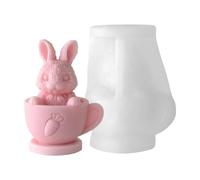 Moules amusants en forme de lapin de Pâques en silicone - Fournitures artisanales antiadhésives réutilisables, moules de Pâques en forme de lapin pour tasse à thé, savon, résine, plâtre, décorat