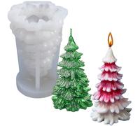 Moules Bougie Noel, 1 PCS Moules Silicone Noel, Moule à Bougie à Couler Décoration de Noël, Moule en Silicone 3D en Forme de Sapin de Noël, pour DIY Bougies Parfumées, Savon, Travaux Manuels (B)