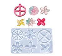 Moules créatifs en silicone pour bijoux artisanaux avec pendentif en forme de cercle rotatif - Motif papillon et argousier - Breloque en élastomère