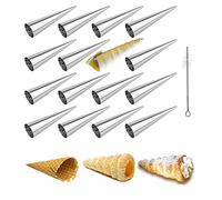 Moules Crème Pâtissière en Acier Inoxydable, FantasyDay Lot de 16 Moules Cannoli Moule Pain Tube Croissant Fabrication - Accessoire Traditionnel dans Cuisine pour Spirale Croissants Corne Gâteau Moule