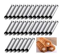 Moules Crème Pâtissière en Acier Inoxydable, FantasyDay Lot de 30 Moules Cannoli Moule Pain Tube Croissant Fabrication - Accessoire Traditionnel dans Cuisine pour Spirale Croissants Corne Gâteau Moule