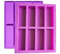 Moules de barre de silicone, 2pcs 8 pc-Cavity Rectangle Moule chocolat, moule à cuisson en silicone antiadhésif, barre bonbons bricolage pour pain maïs à muffins gâteau et savon.