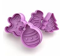 Moules de biscuits de Noël 3d Snowman Bell Christmas Tree Biscuits Cutter Sugarcraft Fondant Cake Moule fête fête 4pcs, ornements