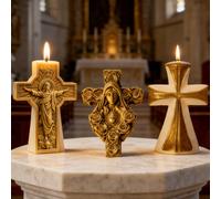 Moules de bougie en silicone avec croix chrétienne de Jésus de styles variés, convenant pour la prière à l'église, la décoration de la maison et les cadeaux religieux, Pâques, Noël, mariages A,C,B,F,E