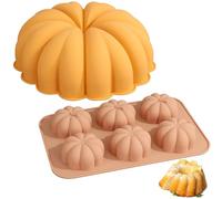 Moules de chocolat en silicone, moules de silicone à la citrouille 2pcs 6 cavité 3d thèmes récolte d'automne chocolat avec moule à citrouille 3D pour gâteau muffins Fondant Faire style 2