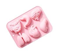 Moules de corps, moules en silicone pour - Moules pour fondant coeur cerveau estomac foie intestin poumon - Moule à fondant au chocolat 6 cavités pour décorer les gâteaux Ha