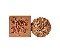 Moules de cuisson de cuisine en bois - Moules à chocolat - Moules à biscuits en bois pour tampon de gaufrage - 8 styles de moules pour la cuisson de fleurs et de feuilles, roses, oiseaux, cerfs